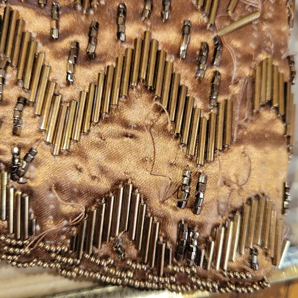 Fine Arts Beaded Bag ~ Vintage ~ Hong Kong ~ Bronze Shimmer ~ Needs TLC - Picture 15 of 16
